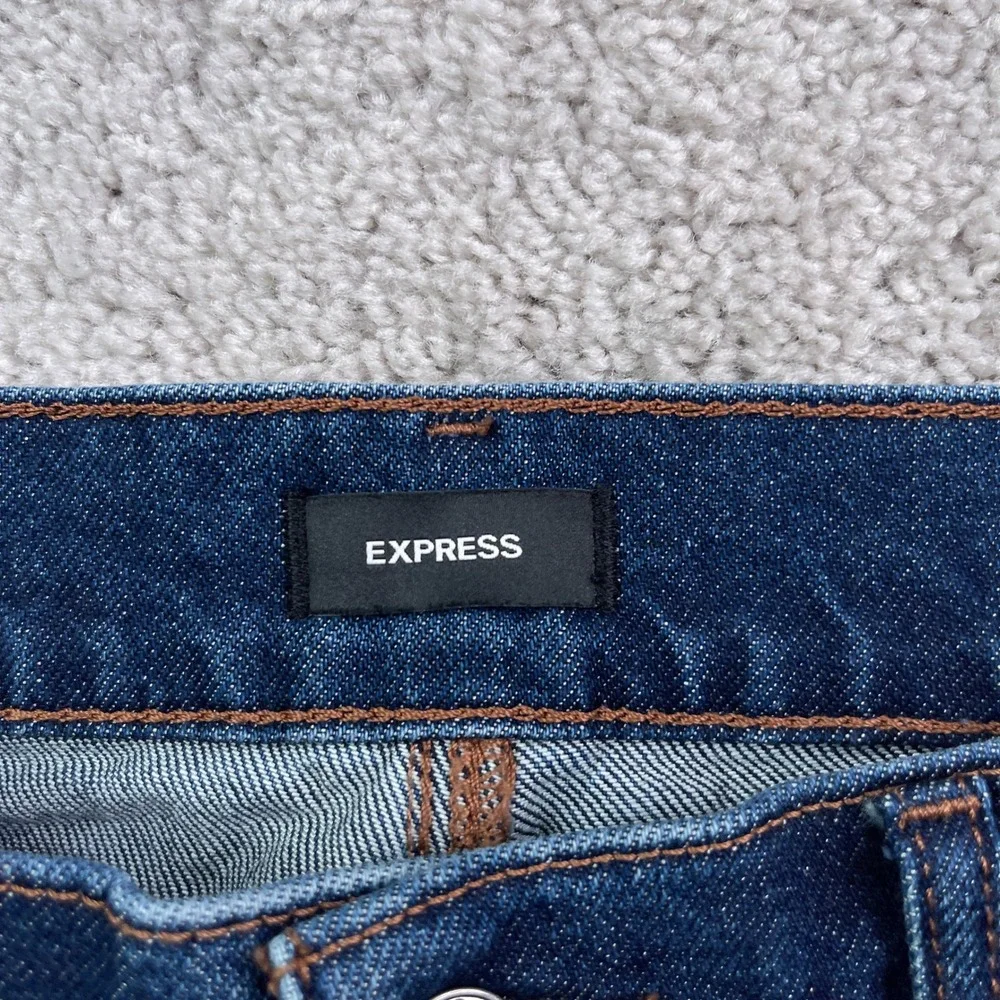 Express Jeans Womens 10 Regular Blue Wide Leg Ankle High Rise Stretch Denim